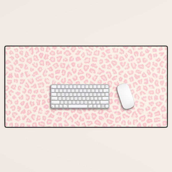 Modern ivory blush pink girly cheetah animal print pattern Desk Mat Gallery Image 1