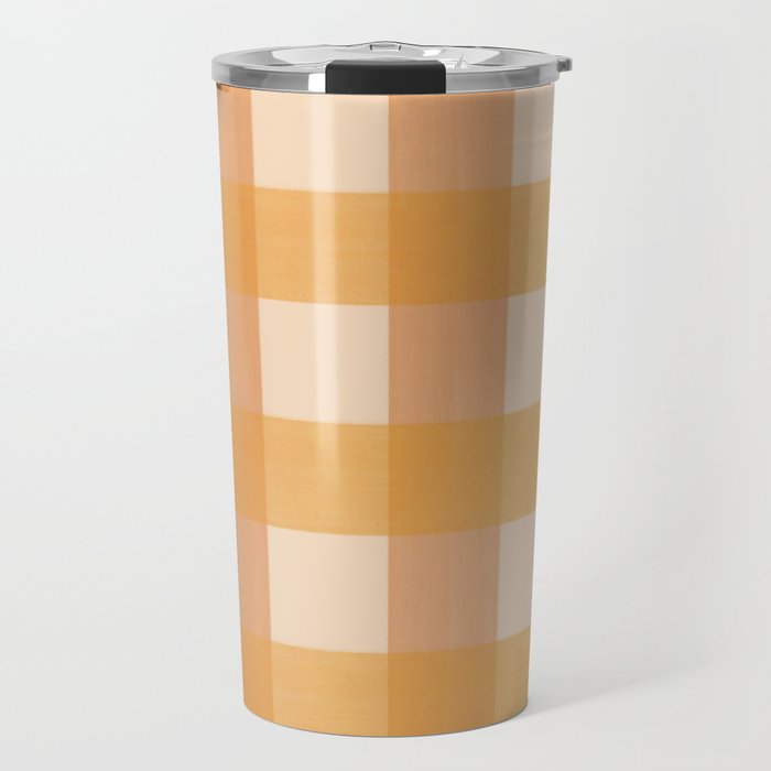 Orange Plaid Travel Mug Gallery Image 1
