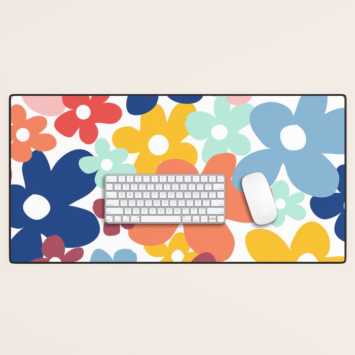 Wall Flower, Retro, Colorful, Floral Prints Desk Mat Gallery Image 1