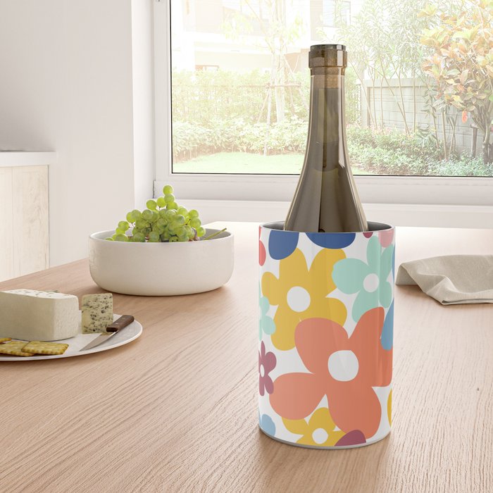Wall Flower, Retro, Colorful, Floral Prints Wine Chiller Gallery Image 4