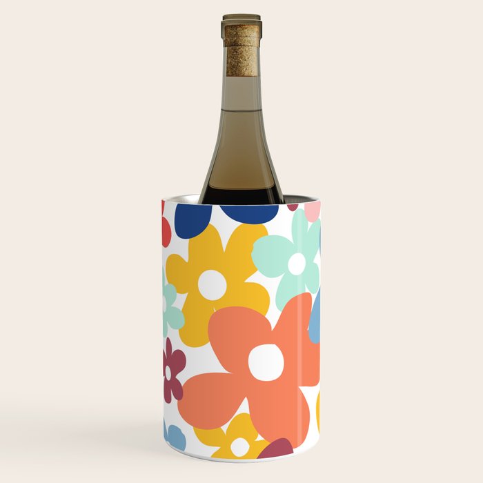 Wall Flower, Retro, Colorful, Floral Prints Wine Chiller Gallery Image 1