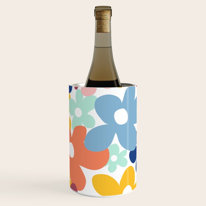 Wall Flower, Retro, Colorful, Floral Prints Wine Chiller Gallery Image 3