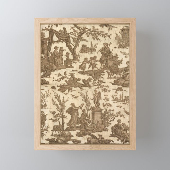 Antique 19th Century French Toile de Jouy Mini Art Print Gallery Image 1