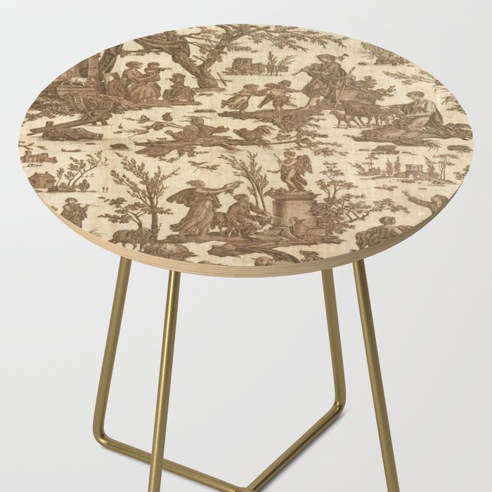 Antique 19th Century French Toile de Jouy Side Table Gallery Image 2