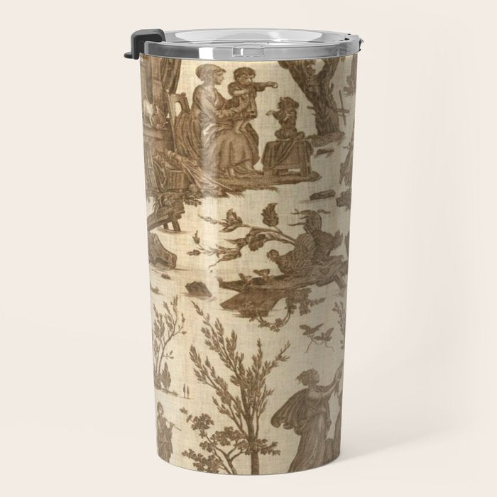 Antique 19th Century French Toile de Jouy Travel Mug Gallery Image 3