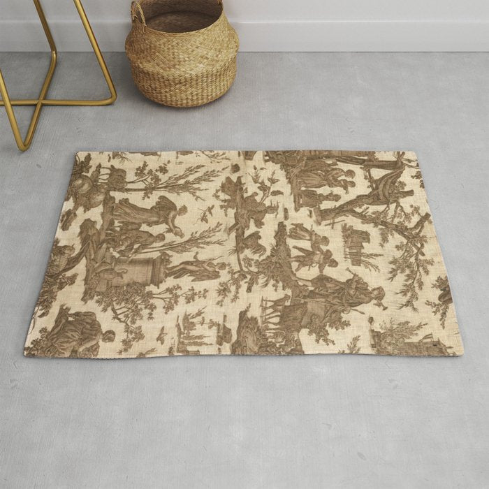 Antique 19th Century French Toile de Jouy Rug Gallery Image 1
