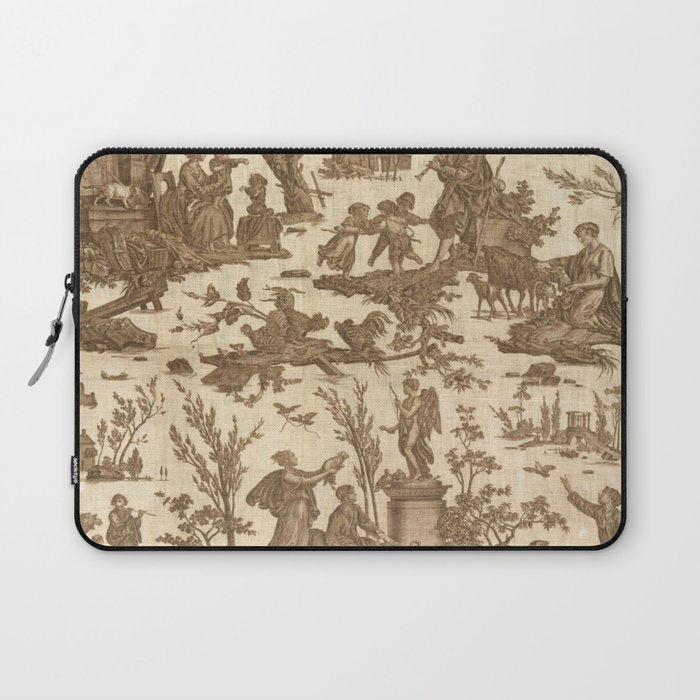 Antique 19th Century French Toile de Jouy Laptop Sleeve Gallery Image 1
