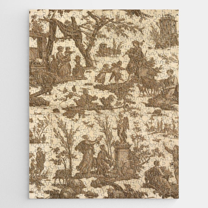 Antique 19th Century French Toile de Jouy Jigsaw Puzzle Gallery Image 1