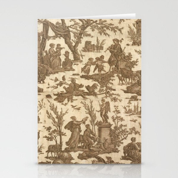 Antique 19th Century French Toile de Jouy Stationery Card Gallery Image 2