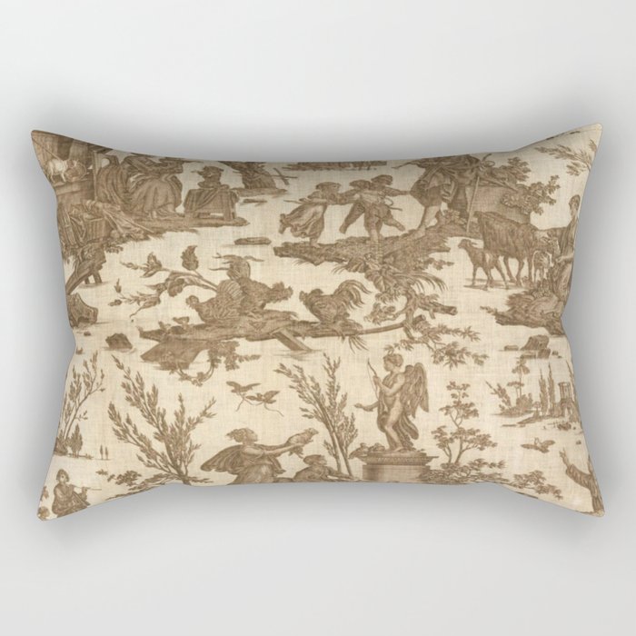 Antique 19th Century French Toile de Jouy Rectangular Pillow Gallery Image 1