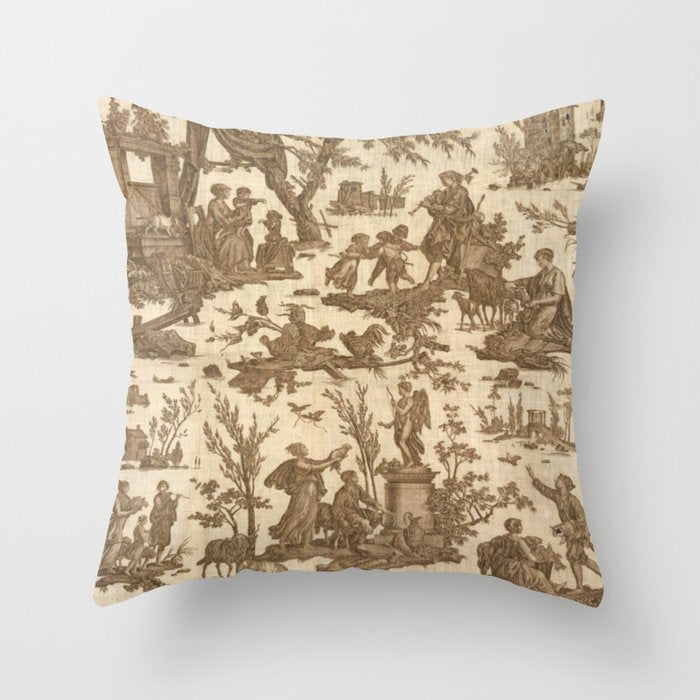 Antique 19th Century French Toile de Jouy Throw Pillow Gallery Image 6
