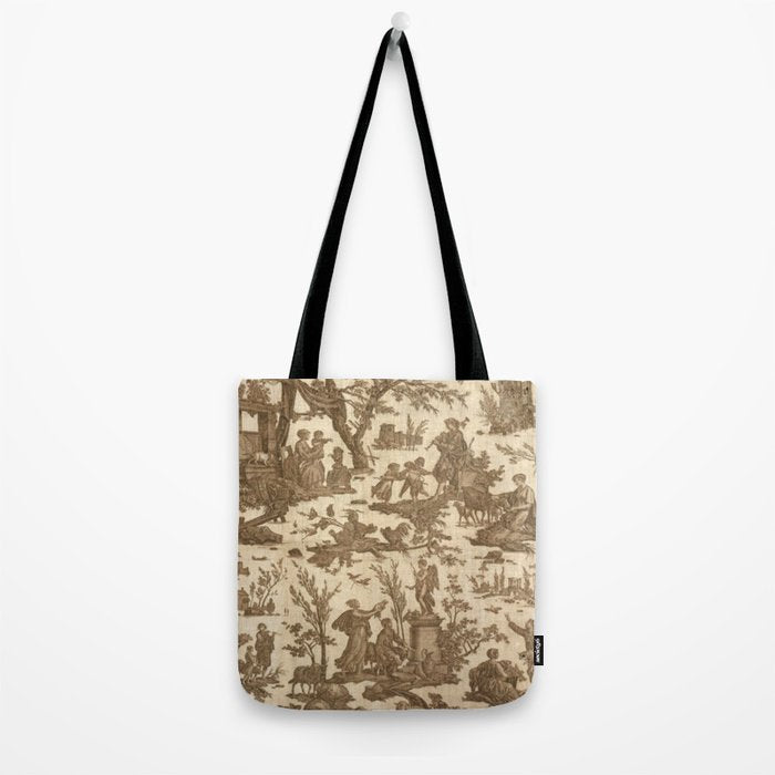 Antique 19th Century French Toile de Jouy Tote Bag Gallery Image 2