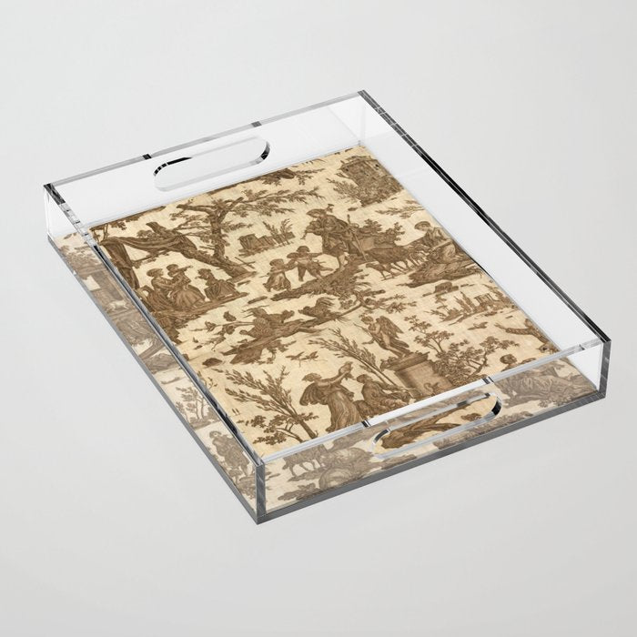 Antique 19th Century French Toile de Jouy Acrylic Tray Gallery Image 1
