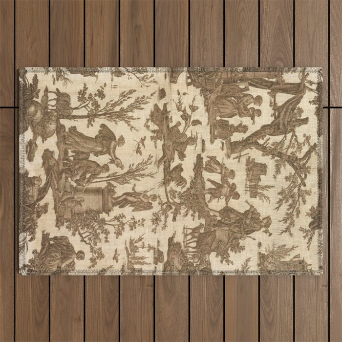 Antique 19th Century French Toile de Jouy Outdoor Rug Gallery Image 1