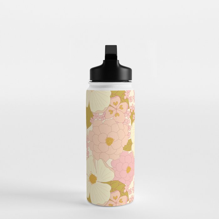 Pink Pastel Vintage Floral Pattern Water Bottle Gallery Image 3