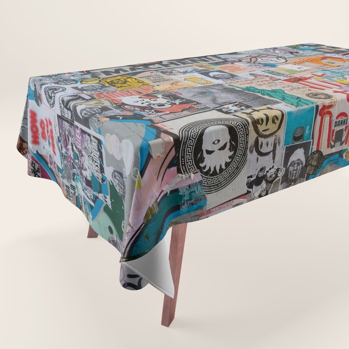 Sticker and graffiti wall background 6 - Berlin street art photography Tablecloth Gallery Image 1