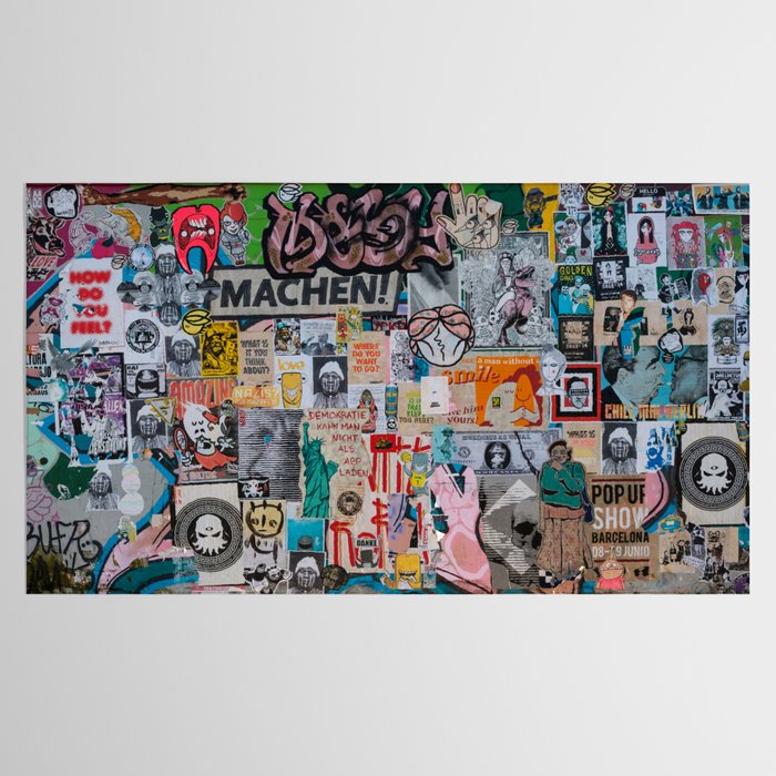 Sticker and graffiti wall background 6 - Berlin street art photography Tablecloth Gallery Image 2