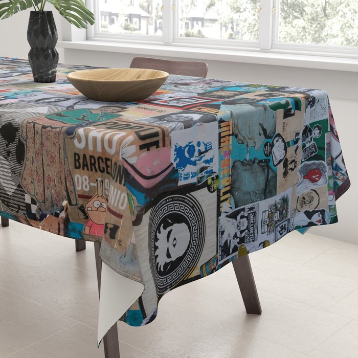 Sticker and graffiti wall background 6 - Berlin street art photography Tablecloth Gallery Image 3