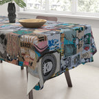 Sticker and graffiti wall background 6 - Berlin street art photography Tablecloth Gallery Image 3