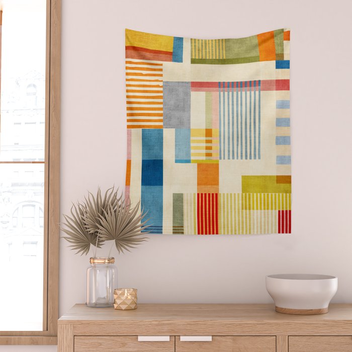 Colorful Geometric Modern Design Art II Wall Tapestry Gallery Image 2