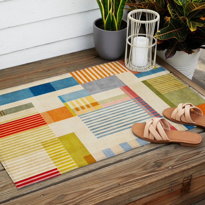 Colorful Geometric Modern Design Art II Outdoor Rug Gallery Image 2