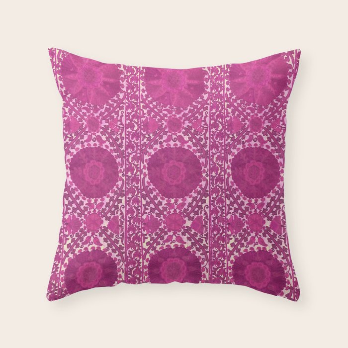 Pink Vintage Rug Throw Pillow Gallery Image 6