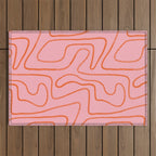 Abstract Line Pink and Orange Outdoor Rug Gallery Image 1