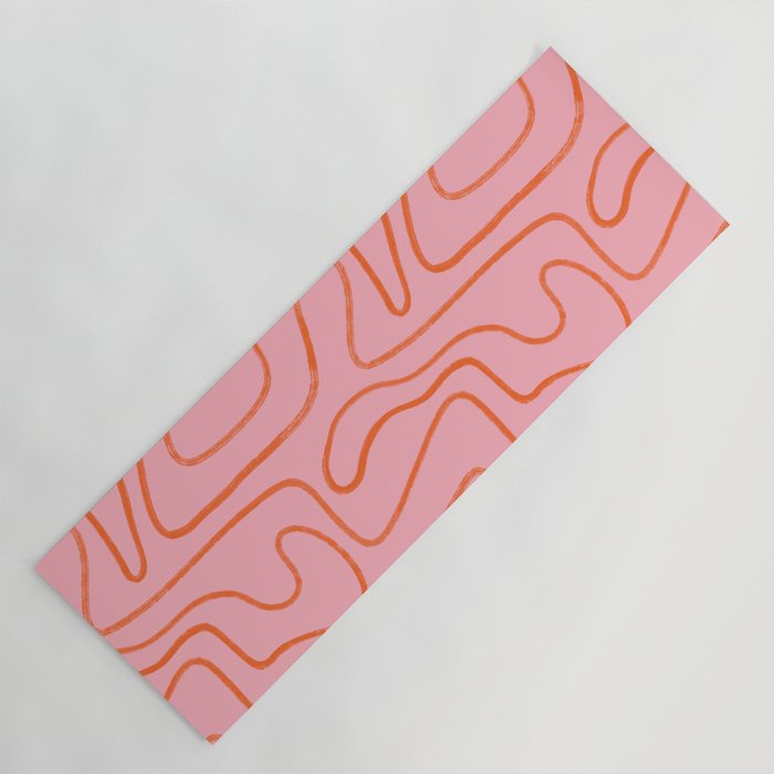 Abstract Line Pink and Orange Yoga Mat Gallery Image 1