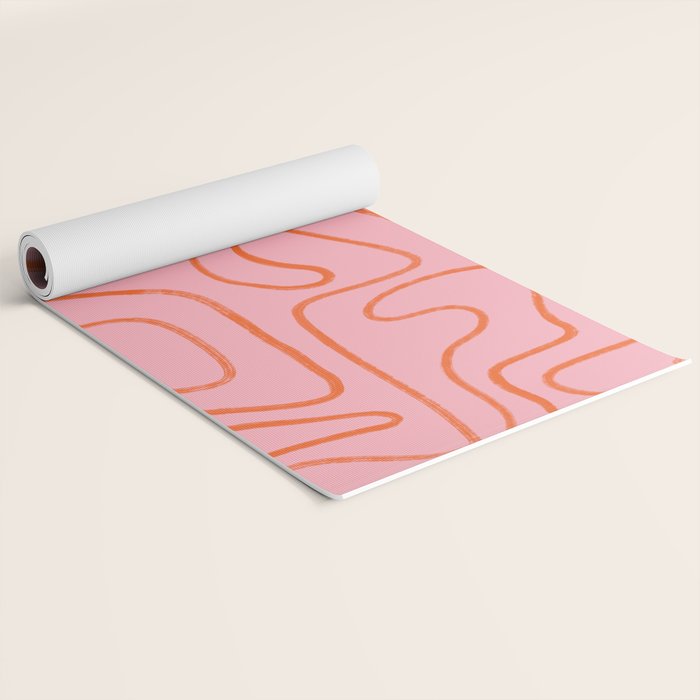 Abstract Line Pink and Orange Yoga Mat Gallery Image 2