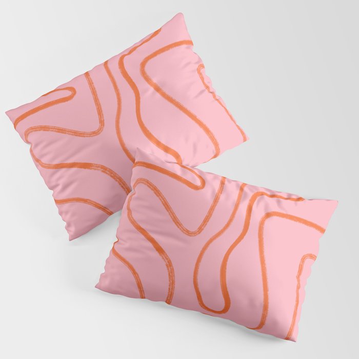 Abstract Line Pink and Orange Pillow Sham Gallery Image 3
