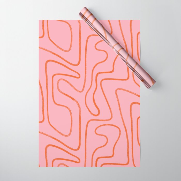 Abstract Line Pink and Orange Wrapping Paper Gallery Image 1