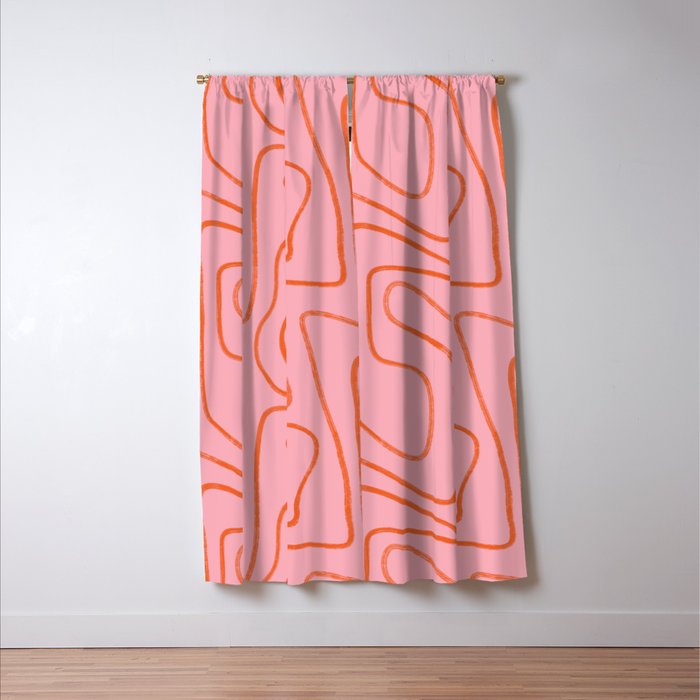 Abstract Line Pink and Orange Window Curtain Gallery Image 3