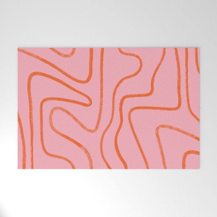 Abstract Line Pink and Orange Welcome Mat Gallery Image 1