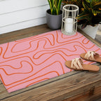 Abstract Line Pink and Orange Outdoor Rug Gallery Image 2