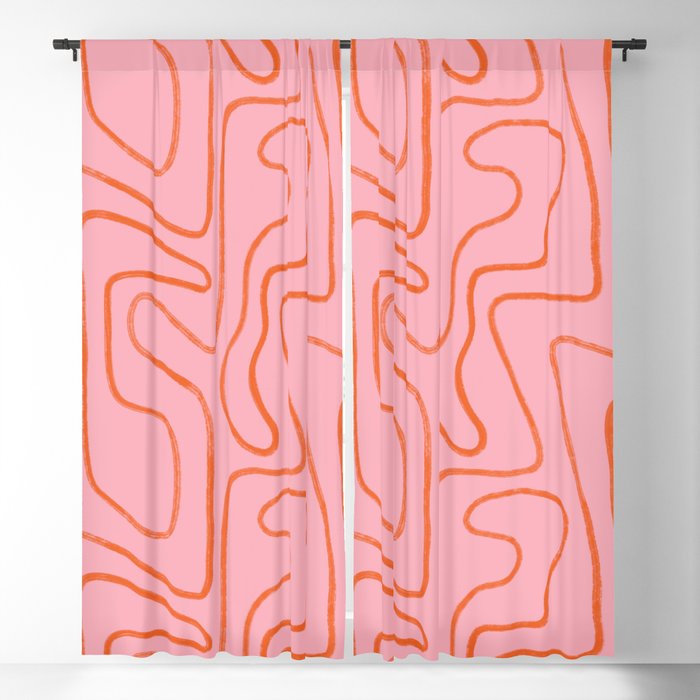 Abstract Line Pink and Orange Window Curtain Gallery Image 1