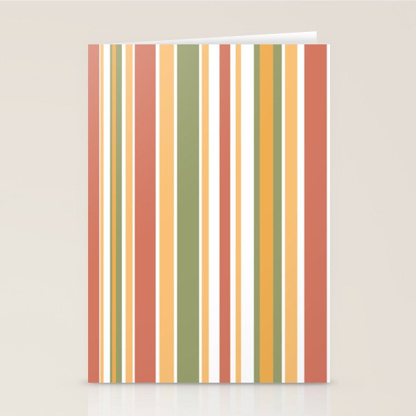 Retro Stripes 2 - Mid Century Modern 50s 60s 70s Pattern in Green, Orange, Yellow, and White Stationery Card Gallery Image 2
