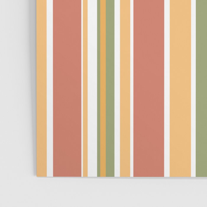 Retro Stripes 2 - Mid Century Modern 50s 60s 70s Pattern in Green, Orange, Yellow, and White Poster Gallery Image 3