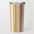 Retro Stripes 2 - Mid Century Modern 50s 60s 70s Pattern in Green, Orange, Yellow, and White Travel Mug Gallery Image 2