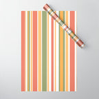 Retro Stripes 2 - Mid Century Modern 50s 60s 70s Pattern in Green, Orange, Yellow, and White Wrapping Paper Gallery Image 1