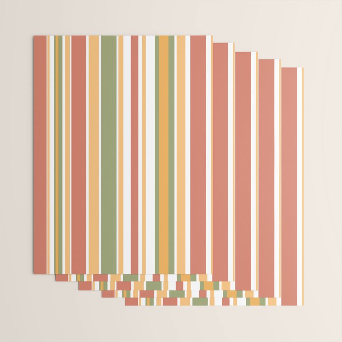 Retro Stripes 2 - Mid Century Modern 50s 60s 70s Pattern in Green, Orange, Yellow, and White Wrapping Paper Gallery Image 3
