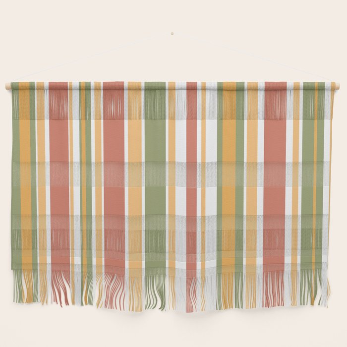 Retro Stripes 2 - Mid Century Modern 50s 60s 70s Pattern in Green, Orange, Yellow, and White Wall Hanging Gallery Image 1