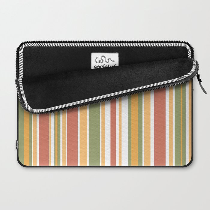 Retro Stripes 2 - Mid Century Modern 50s 60s 70s Pattern in Green, Orange, Yellow, and White Laptop Sleeve Gallery Image 2