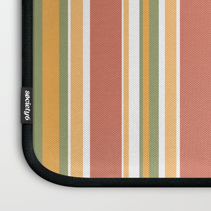 Retro Stripes 2 - Mid Century Modern 50s 60s 70s Pattern in Green, Orange, Yellow, and White Laptop Sleeve Gallery Image 3