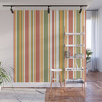 Retro Stripes 2 - Mid Century Modern 50s 60s 70s Pattern in Green, Orange, Yellow, and White Wall Mural Gallery Image 1
