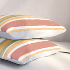 Retro Stripes 2 - Mid Century Modern 50s 60s 70s Pattern in Green, Orange, Yellow, and White Pillow Sham Gallery Image 3