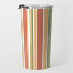 Retro Stripes 2 - Mid Century Modern 50s 60s 70s Pattern in Green, Orange, Yellow, and White Travel Mug Gallery Image 3