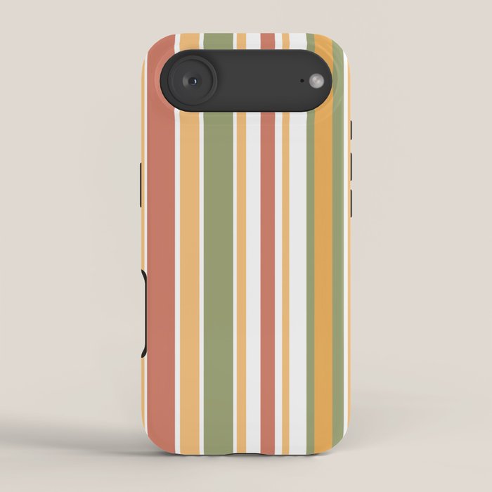 Retro Stripes 2 - Mid Century Modern 50s 60s 70s Pattern in Green, Orange, Yellow, and White iPhone Case Gallery Image 2