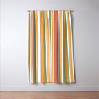 Retro Stripes 2 - Mid Century Modern 50s 60s 70s Pattern in Green, Orange, Yellow, and White Window Curtain Gallery Image 3
