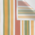 Retro Stripes 2 - Mid Century Modern 50s 60s 70s Pattern in Green, Orange, Yellow, and White Wall Tapestry Gallery Image 3