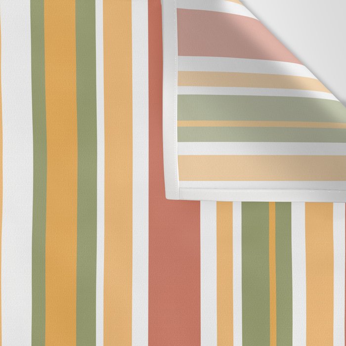 Retro Stripes 2 - Mid Century Modern 50s 60s 70s Pattern in Green, Orange, Yellow, and White Wall Tapestry Gallery Image 3